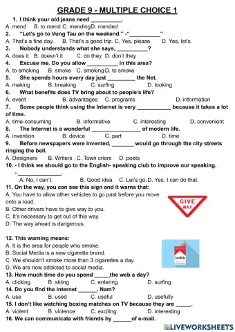 Grade 9 - multiple choice