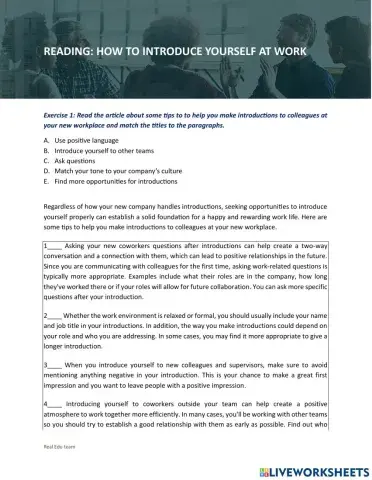 How to introduce yourself at work