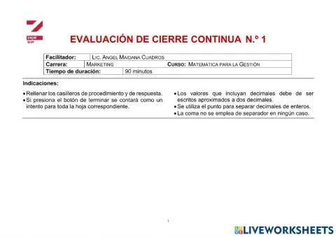 Mascara de Evaluación continua