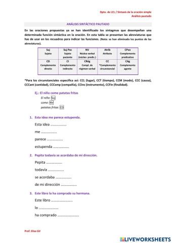 Análisis sintáctico (o. simples)