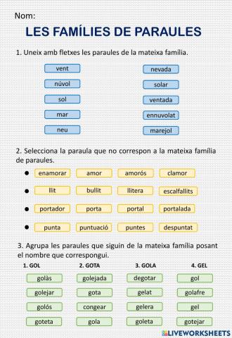 Les famílies de paraules
