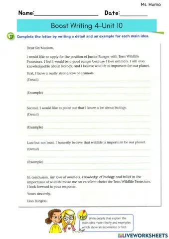 Class G1-Writing exercies- Boost Writing 4-Unit 10