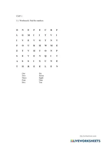 Word Search Number