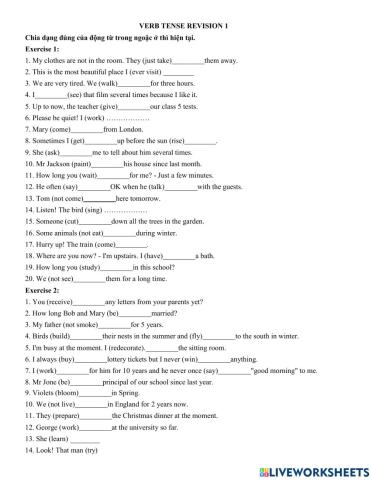 Verb tense revision 1