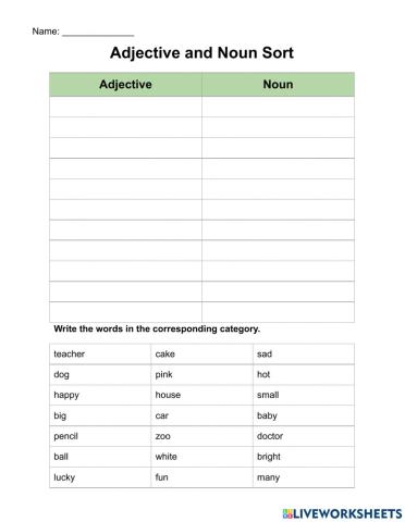 Adjectives and Nouns