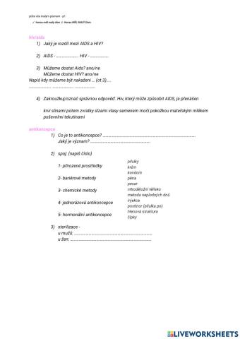 Antikoncepce - HIV&AIDS