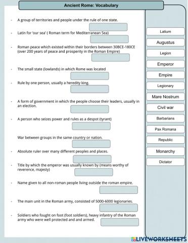 Ancient Rome: Vocabulary