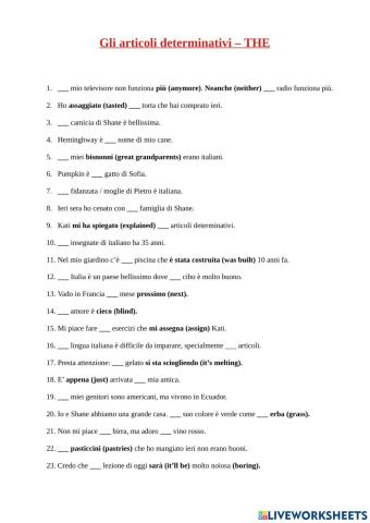 Gli articoli determinativi