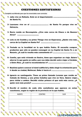 Santa Fe- Departamentos y cabeceras