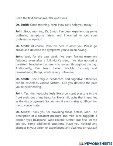 Describing symptoms and pain