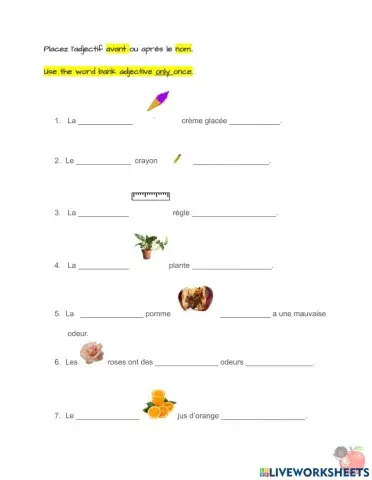 Les adjectifs de place