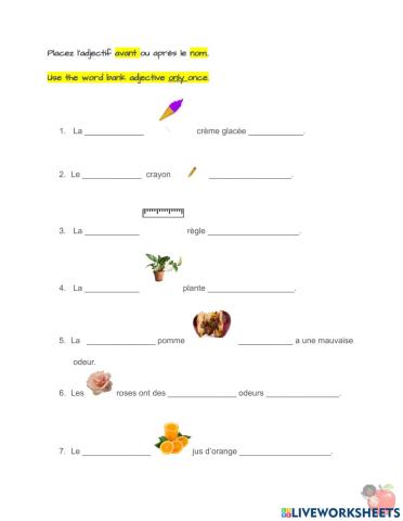 Les adjectifs de place