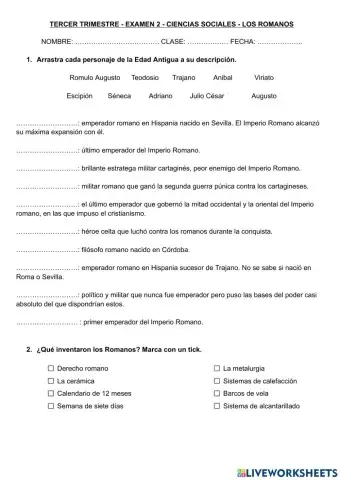 Edad Antigua - Roma - Examen