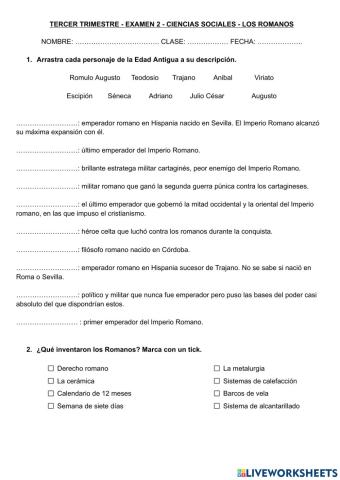 Edad Antigua - Roma - Examen