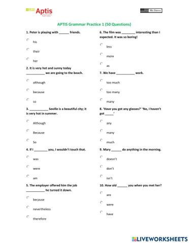 Aptis grammar challenge 2023 - Mr. Sierra
