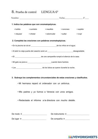 Evaluación 8 de Lengua