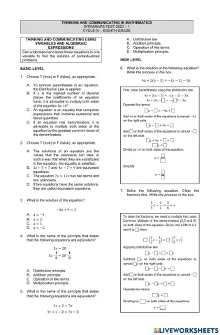 Simulation test for INTRAMAPS II - 8th grade