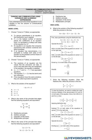 Simulation test for INTRAMAPS II - 8th grade