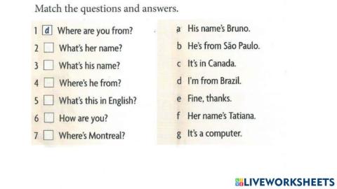 Questions and answers (where are you from)