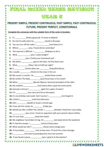 Y6 - final verb tense revision
