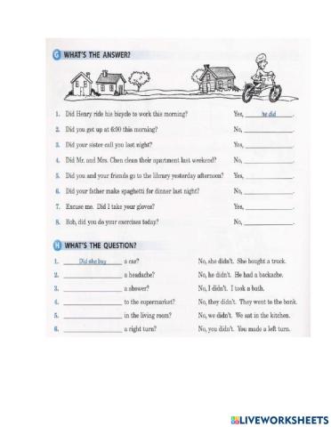 Simple past questions