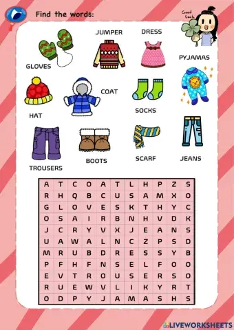 Clothes wordsearch