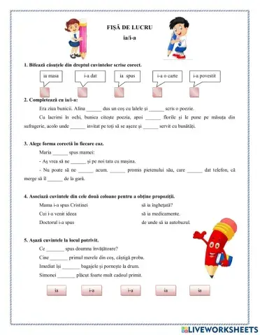 Să scriem corect!(ia, i-a)