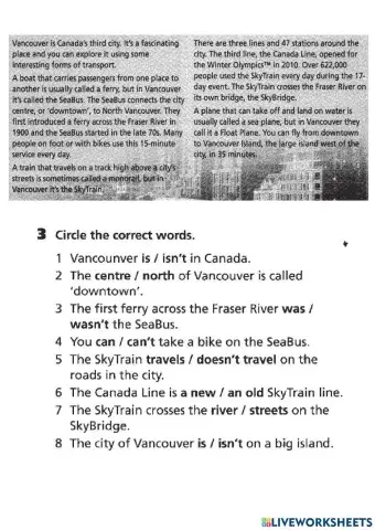 Vancouver Canada Reading Comprehension by Teacher Kasim
