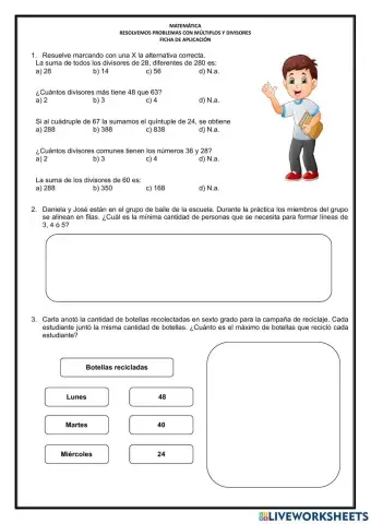 Problemas con multiplos y divisores