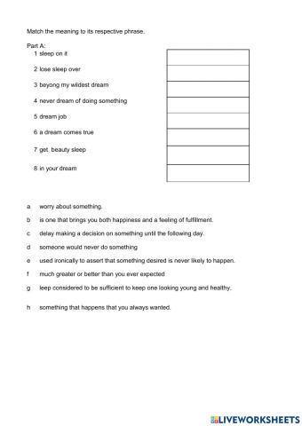 Idioms with sleep and dream