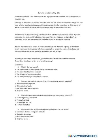 Summer vacation safety- 101