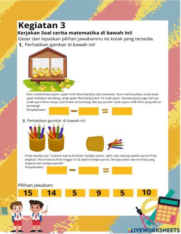 Soal cerita pengurangan