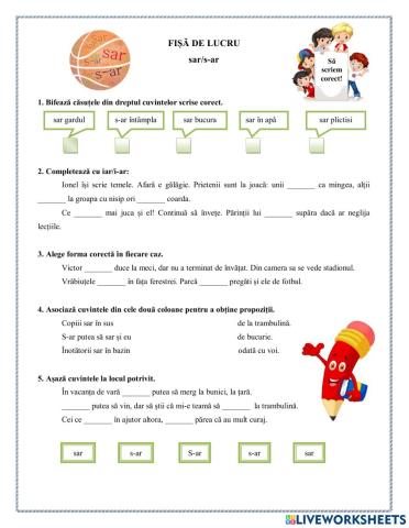 Să scriem corect!(sar, s-ar)