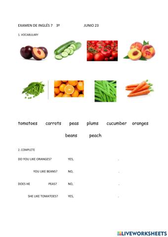 Fruit and vegetables