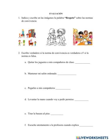 Evaluación normas de convivencia