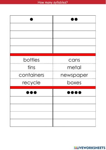 Syllables 2 recycling