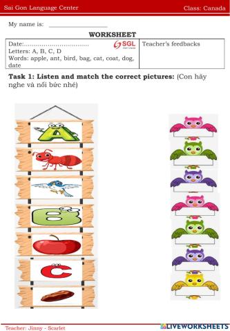 Phonics and letters A-D