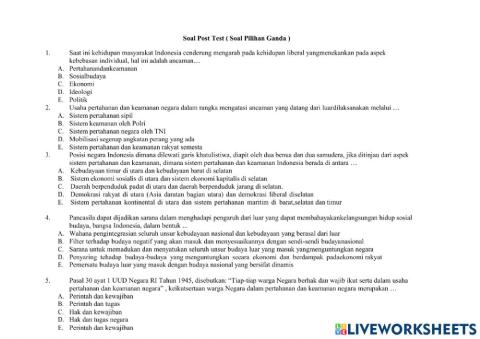 Post Test 20 Soal PG