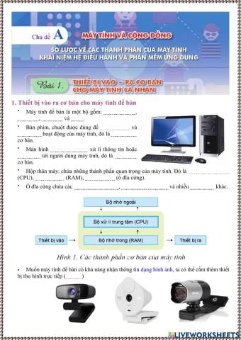 Tin học 7 - Chủ đề A Bài 1. Thiết bị vào - ra cơ bản cho máy tính cá nhân