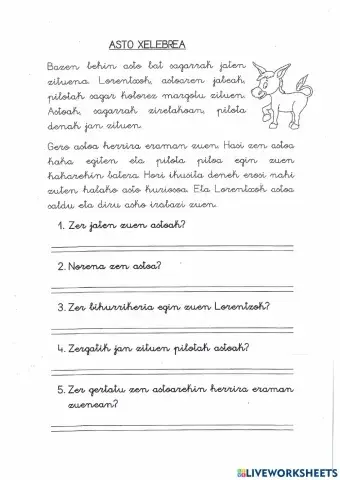 Irakur-ulermena. Asto xelebrea