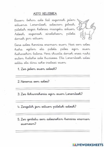 Irakur-ulermena. Asto xelebrea