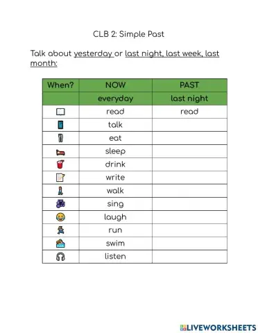 CLB 2: Past Tense Verbs