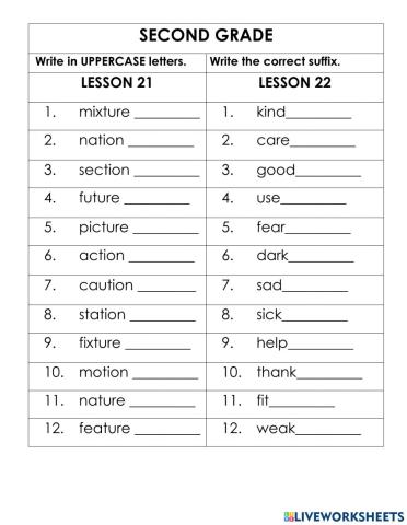 Lesson 21 and 22 SECOND GRADE