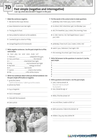 Past simple (negative and interrogative)