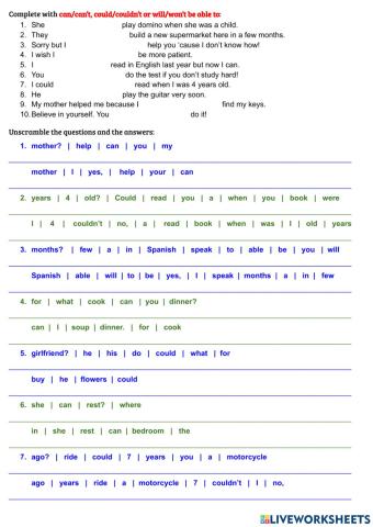 Can, could, will be able to