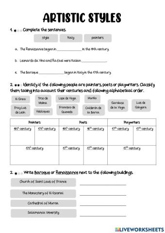 Artistic Styles - Early Modern Age