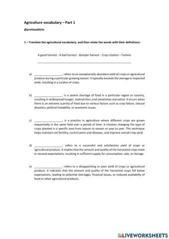 Agriculture vocabulary - Part 1 - -profawalkiria