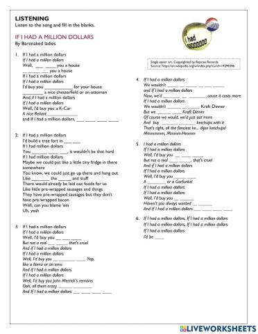 If I had a million dollars - Barenaked ladies