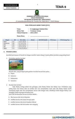 Soal PAT Tema 8