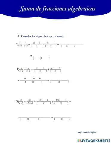 Suma de fracciones algebraicas